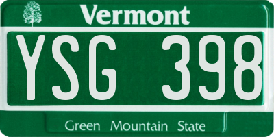 VT license plate YSG398