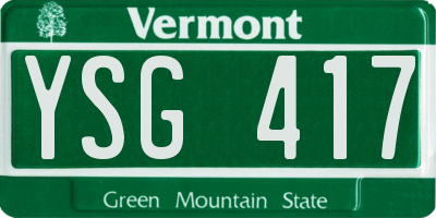 VT license plate YSG417