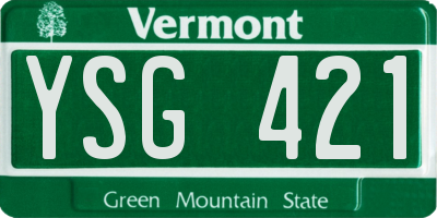 VT license plate YSG421