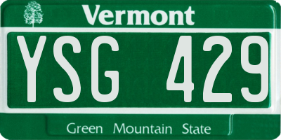 VT license plate YSG429