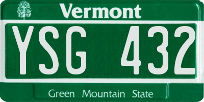 VT license plate YSG432