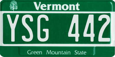VT license plate YSG442
