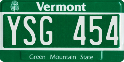 VT license plate YSG454