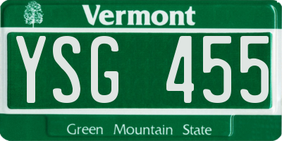 VT license plate YSG455