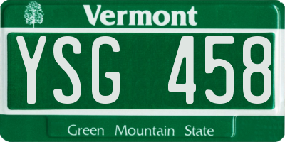 VT license plate YSG458
