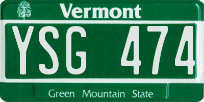 VT license plate YSG474