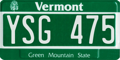 VT license plate YSG475