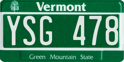 VT license plate YSG478