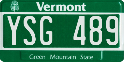 VT license plate YSG489
