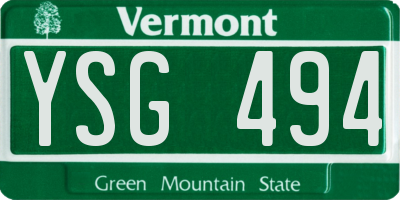 VT license plate YSG494