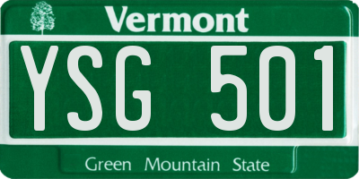 VT license plate YSG501