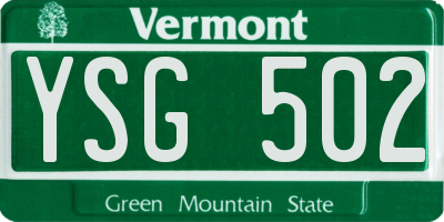 VT license plate YSG502