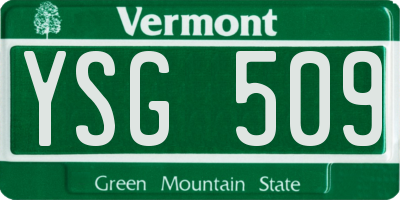 VT license plate YSG509