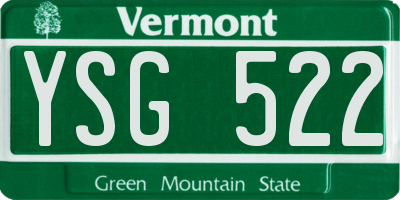 VT license plate YSG522