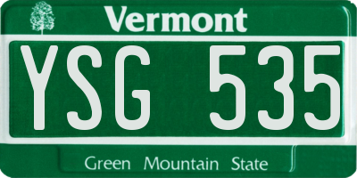 VT license plate YSG535