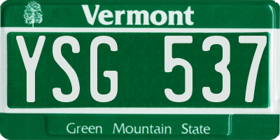 VT license plate YSG537