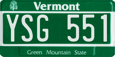 VT license plate YSG551