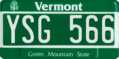VT license plate YSG566