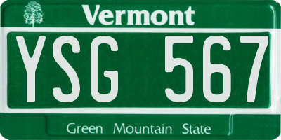 VT license plate YSG567