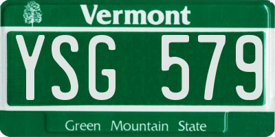 VT license plate YSG579