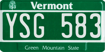 VT license plate YSG583