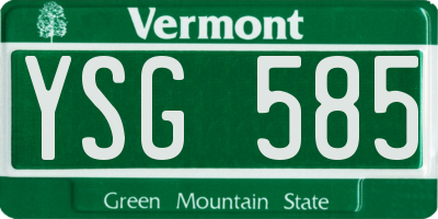 VT license plate YSG585