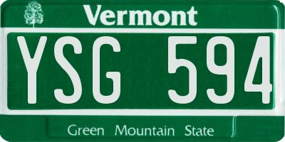 VT license plate YSG594
