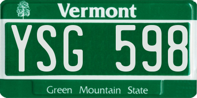 VT license plate YSG598
