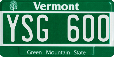 VT license plate YSG600
