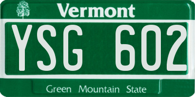 VT license plate YSG602
