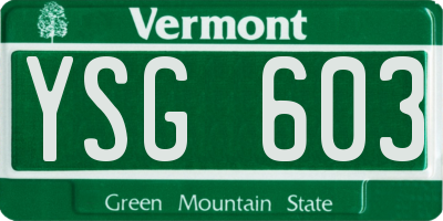 VT license plate YSG603