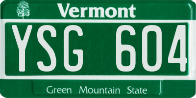 VT license plate YSG604