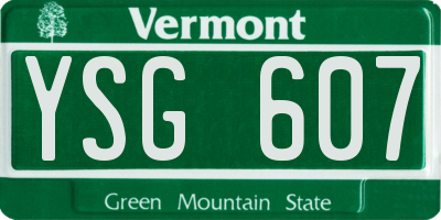 VT license plate YSG607