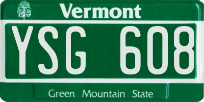 VT license plate YSG608