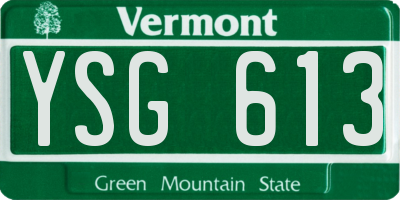 VT license plate YSG613