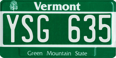 VT license plate YSG635