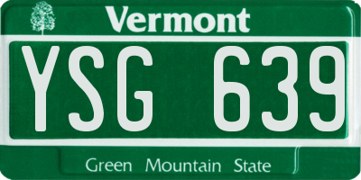 VT license plate YSG639