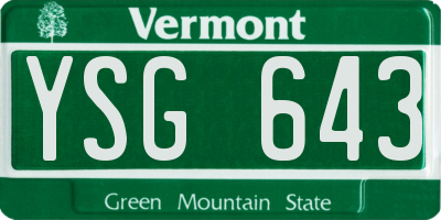 VT license plate YSG643