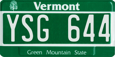 VT license plate YSG644