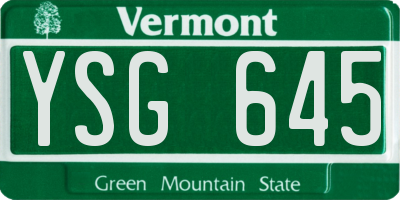 VT license plate YSG645