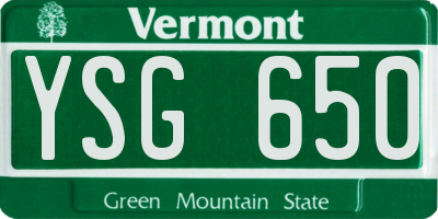 VT license plate YSG650
