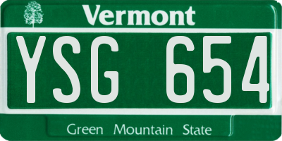 VT license plate YSG654