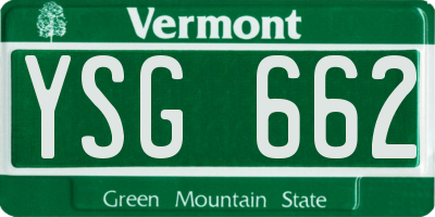 VT license plate YSG662