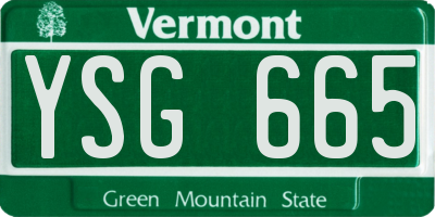 VT license plate YSG665