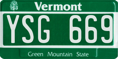 VT license plate YSG669