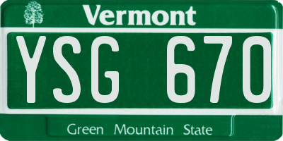 VT license plate YSG670