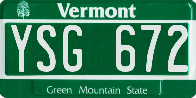 VT license plate YSG672