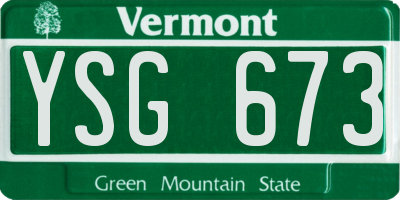 VT license plate YSG673