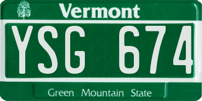 VT license plate YSG674