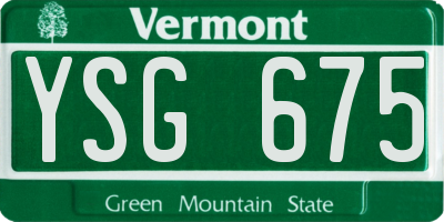 VT license plate YSG675